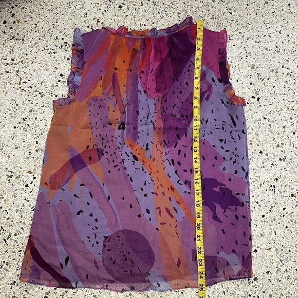 DVF Diane Von Furstenberg silk pink purple sleeveless blouse ruffle 2 - Picture 8 of 8